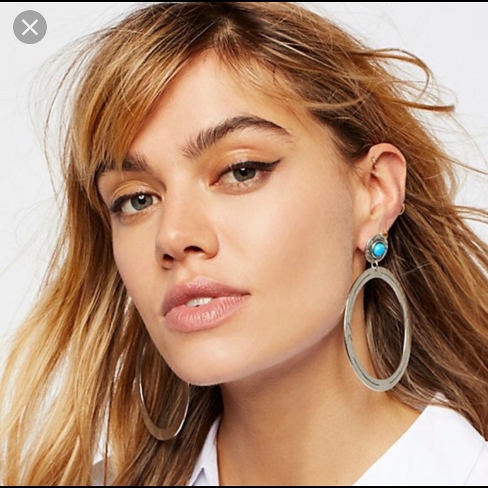 2Bandits big Tex silver and turquoise earrings